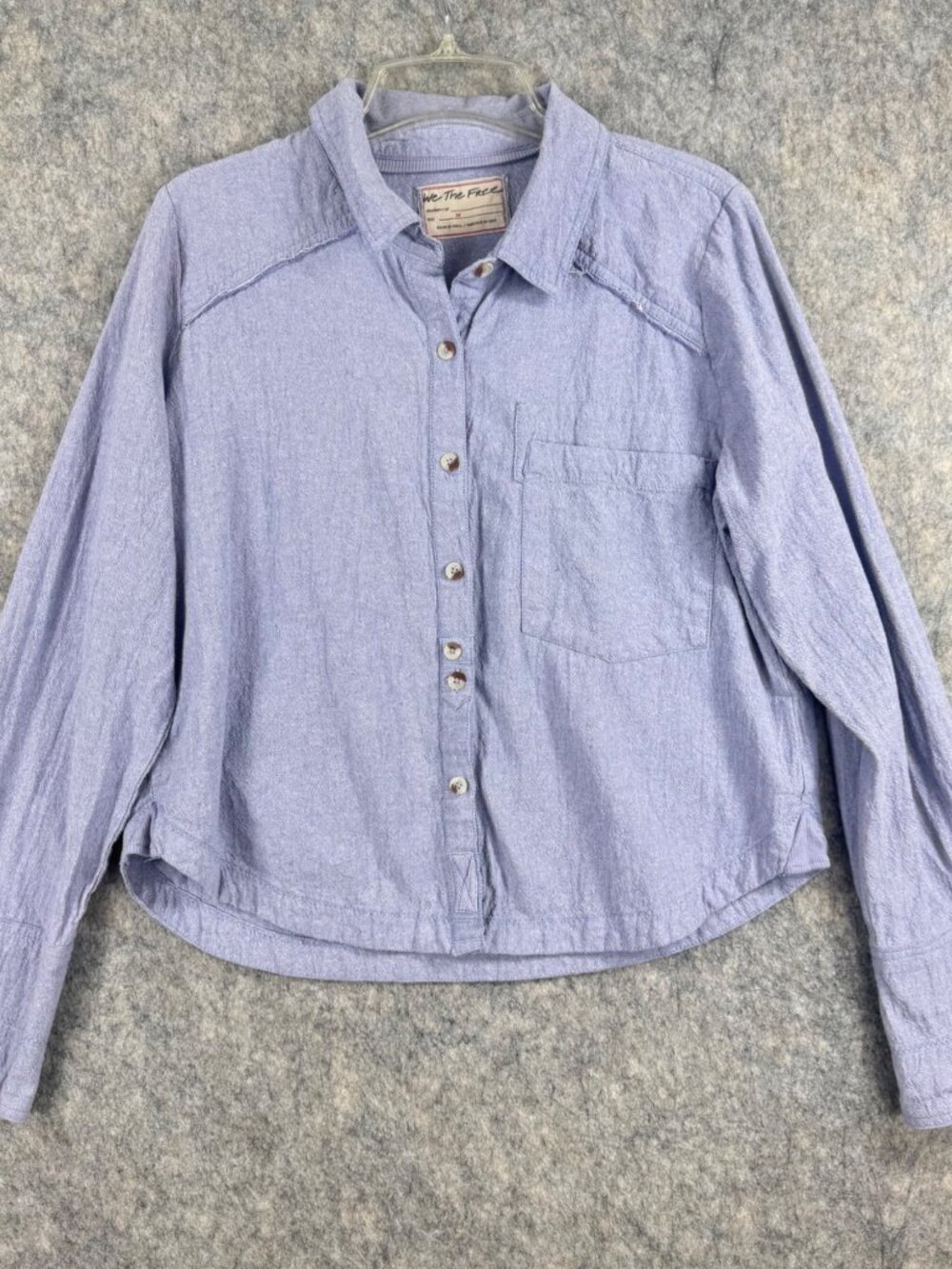 We The Free Classic Oxford Button Up Top Sz M Cotton French Cuffs